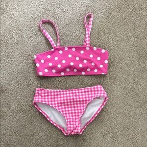Pink Polka Dot and Gingham Bikini Set